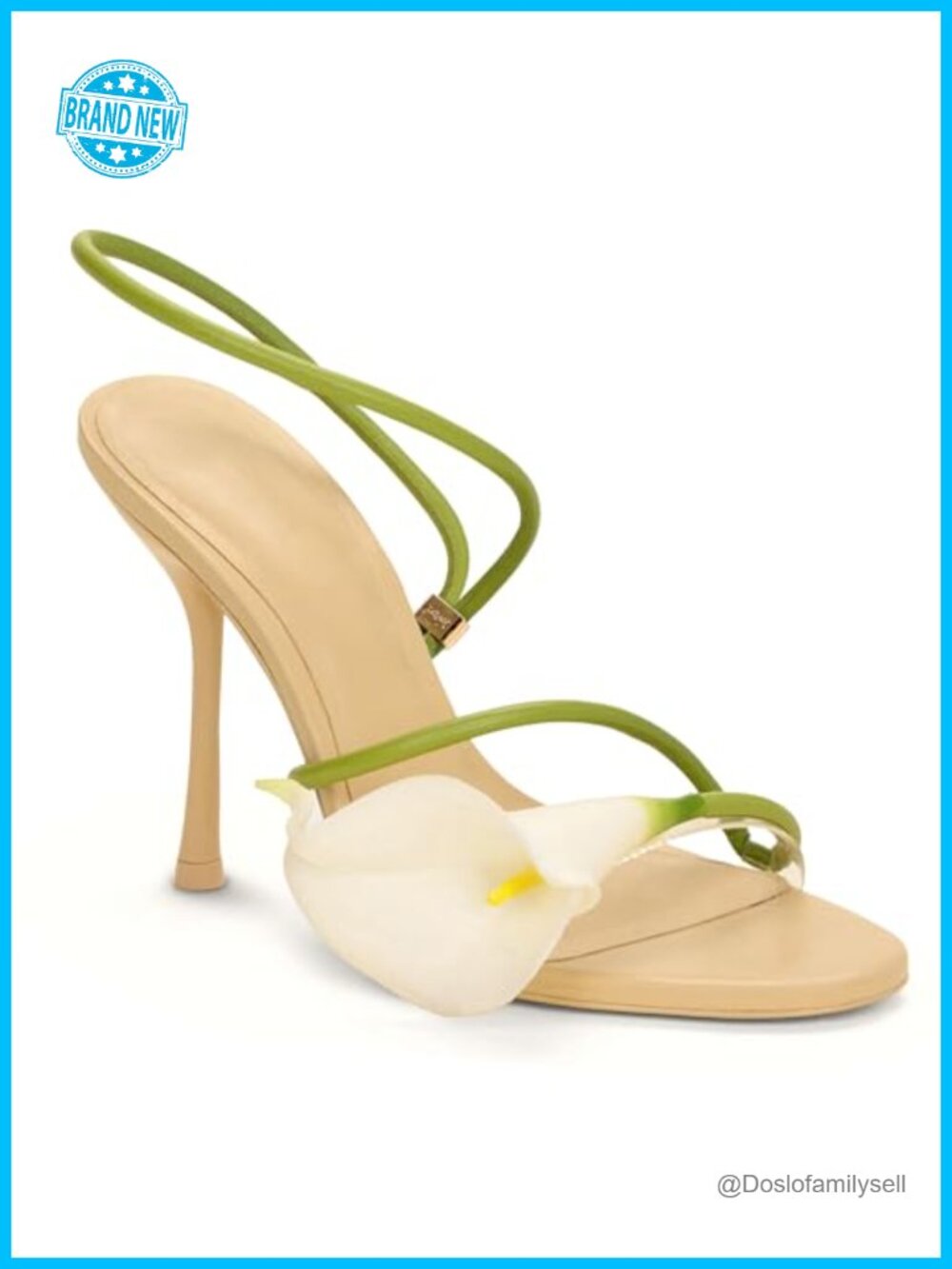 Oakmoo Calla Lily Floral PU High Heels Stilettos Open Toe Ankle Strap